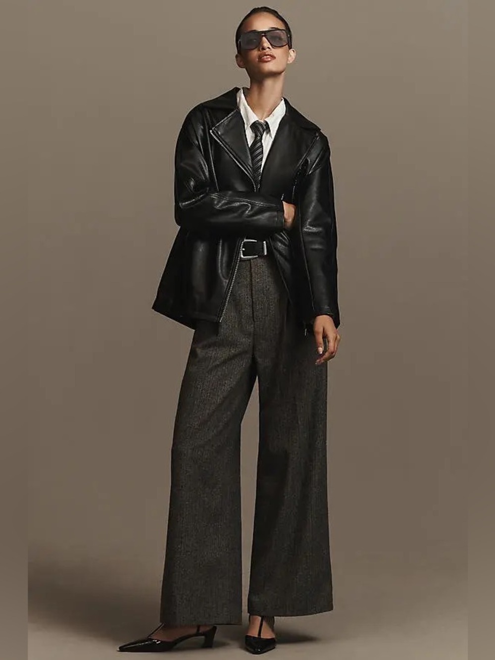 Anthropologie Maeve Black Women’s Faux Leather Oversized Moto Jacket - Medium